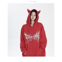 봄 가성비 가벼운 공용 후드티 고딕 악마 집업 여성용 Y2k