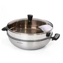 키친아트 인덕션 포스코 스텐 레트로 쿠커 궁중찜냄비 + 찜판 세트, 1세트, 전골냄비(36cm)