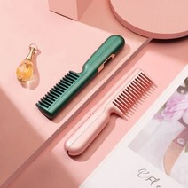 휴대용고데기 미니 슬림 헤어 고데기 휴대용 컬러 머리 스트레이트 빗 USB 음이온 스트레이트너, 녹색