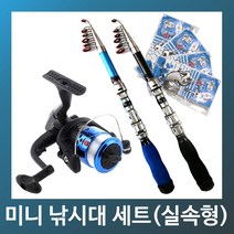 미니 낚시대 세트 유터용 좌대용 방파제 알파낚시, 100/blue, DM2000릴(원줄포함)+12호묶음추x4