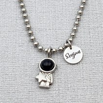 페리베리 [깊은각인] 써지컬스틸 우주비행사 목걸이 미아방지목걸이, 유아용34+3(5세아하), 볼체인