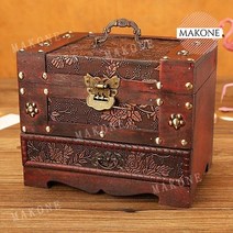 빈티지 삼나무 원목 주얼리 악세사리 보관함 보석함 귀걸이 반지 목걸이, D + 1개