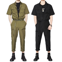 남자 점프수트 작업복 반팔 반팔 워크웨어 봄/여름