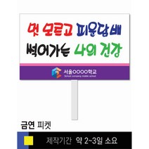 스쿨컴퍼니(도매가격 인쇄쇼핑몰) #48 금연 피켓 [피켓 포맥스피켓 손잡이피켓 학교피켓 예방교육 캠페인 홍보 피켓제작], 2. 손잡이 대형 60x45cm