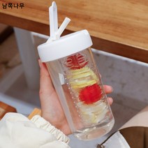 비주얼 빨대컵 학생 러블리 소녀하트 심플 플라스틱컵 여름 꽃찻잔 물병 선물 도매, 화이트820ml, 420마라