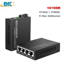 1쌍 FTTH 10/100/1000M 광섬유 컨버터 25km 이더넷 미디어 4 RJ45 SFP 단면 SM 트랜시버, 04 100M A to B