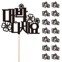 비비드레인 꽃다발 화분 떡 케이크 장식 데코 메세지픽, 43-대박나세요(15개)