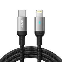 [1년 무상 A/S] 아이베리 LED 라이팅 C to 라이트닝 PD 20W 고속 충전케이블, 블랙, 1.2m, 1개