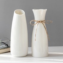 우먼스9999 크리미 도자기 오브제 심플 다용도 화병 2종 세트, 화이트 (심플 도자기 화병 2종)