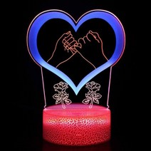 3d 밤 빛 연꽃 착시 램프 터치 led 세 가지 다채로운 침실 장식 크리스마스 발렌타인 데이 연인 선물 책상 램프, 585