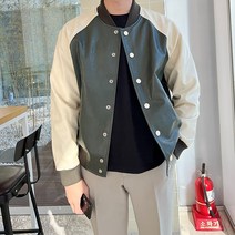 봄 가을 레더 바시티 점퍼