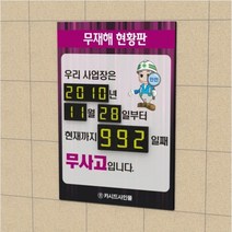 카시드 무재해 현황판 (NIR) 무사고 게시판 기록판 안전게시판 공장 작업장 회사 사무실 표지판 안전표지판 공사장 현장, 400*600*10mm(NIR-1)