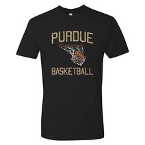 UGP Campus ApparelNCAA 페이드 레트로 농구 팀 컬러 티셔츠 프리미엄 면 칼리지 대학교 Purdue 보일러메이커. 블랙, Large