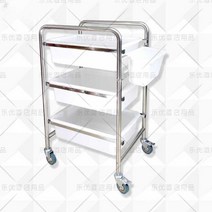 음식 처리기 운반카 카트 그릇 수거 잔반 처리 식당, 3개의 큰 냄비 + 1개의 작은 흰색 행잉 버킷이 있는
