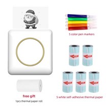 핸드폰사진 인화기 미니 포켓 포토 프린터 휴대용 열전사 인쇄기 203dpi 무선 bt 연결 5725mm 종이 안드로이드 ios 시스템, 패키지 10