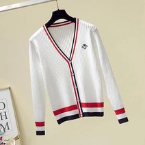 라인배색 골지 골프가디건 여성골프웨어 골프퀸카