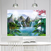 폭포그림 풍수지리 족자 금전운 거실 사무실 풍경 대형