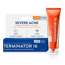 AcneFree 최대 강도 터미네이터 10 10 % 과산화 벤조일 심한 여드름 치료 생강 카모마일, 1개, 단품