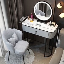 MONTHERIA 다용도 화장대 수납화장대세트 LED 거울+의자 A598-10, 70CM, 그레이블랙B