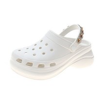 여성 키높이 통굽 큐빅 펀칭 슬리퍼 샌들 6cm