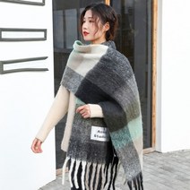 체크목도리 모헤어 빅사이즈 머플러 파스텔 무지개 겨울 스카프