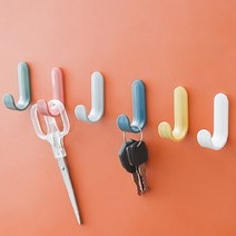 J형 후크 현관 마스크 열쇠 보관 걸이 벽에 붙이는 고리, 회색, 1개