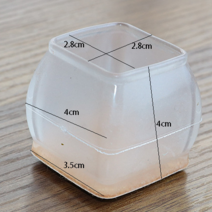 차차미 4P 의자발 소음 미끄럼 방지 커버 발캡, 1세트, 투명사각형