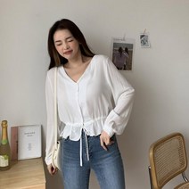 마롱패션 프릴 셔링 포인트 여자 셔 블라우스