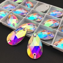 모든 크기 눈물 방울 유리 모조 다이아몬드에 바느질 배 크리스탈 ab 색상 플랫 백 돌, 17x28mm 3pcs, 3개