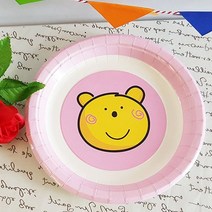 PGM1*^몰H30 파티접시(핑크베어)3개-18cm 10매 테이블데코용기 종이 생일용품 일회용 용접시^*1췤pgm, a^^*옵션없슴, a^^*옵션없슴