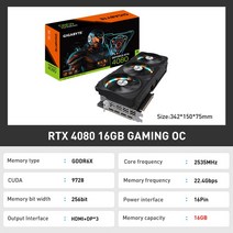 GIGABYTE RTX 4080 GAMING OC-16GB 그래픽 카드 데스크탑 비디오 rtx GDDR6X 256 비트 16 핀 4NM 신제, 01 RTX 4080 16GB