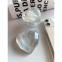ESCASE 레진공예 각진하트 스마트톡 핸드메이드 자체제작 방탄 투명 케이스 증정 폰 케이스