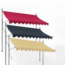 행거형 수동 어닝 테라스 비가림막 차광막 설치 처마 발코니 상가, 다크 그린 쉐이드 천 + 회색 브래킷