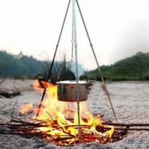 차박 노지캠핑 화로 삼각대 냄비걸이 모닥불 삼발이, 3단_실버