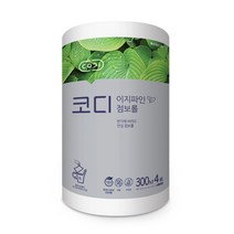 쌍용 코디 이지파인 점보롤 300M 4롤 1팩 소포장 업소용 대용량, 4개