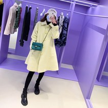 싱글코트옷 자청 멜론 모직 겨울 가을 A형 고퀄리티 감각 양털 양면 여성 2325428338