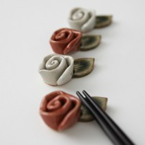 오반자이 장미꽃 일본 도자기 젓가락받침, [레드브라운1p]
