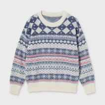 러브블러썸 DNIT01 유니크 노르딕 패턴 니트 아이보리