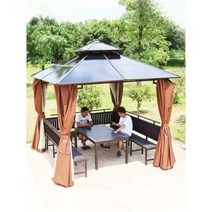 옥상 파고라 원두막 전원주택 정자 마당 야외바베큐장, 3x3m 커튼형