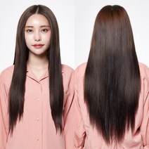 여성 100% 인모 부분 똑딱이 붙임머리 헤어피스 긴생머리 롱헤어 가발 55cm, 내츄럴블랙（역방향）, 상세페이지 참조, 내츄럴블랙