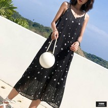 가바바 여성 원피스 밤하늘 별빛 패턴 민소매 바캉스 원피스 G51391