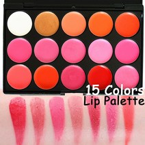 오래 지속되는 방수 립스틱 팔레트 패션 스타일 핑크 오렌지 립 메이크업 팔레트 화장품 도구 15 가지 색상, 1개