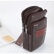 남자 핸드폰 힙색 소형 힙 벨트 백 작은 허리 가방 크로스 쌕 천연 가죽 미니 허리파우치(브라운)