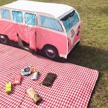 버스모양 아동 놀이용 텐트 실내 야외 피크닉 휴대용, 레드