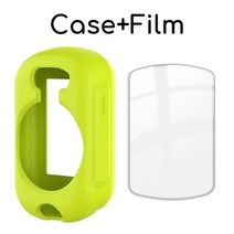 Garmin Edge 530 830 용 2 in 1 보호복 케이스 강화 유리 실리콘 커버가있는 자전거 컴퓨터 화면 보호 필름, Lime and Glass