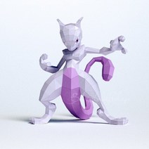 포켓몬스터 뮤 뮤츠 모형 길이 32cm 종이 공예 만들기 DIY 키트 페이퍼토이 페이퍼크래프트 청년K쇼핑, 46cm