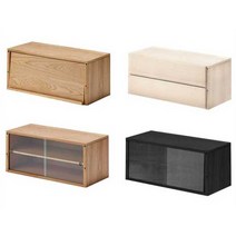 수납장 정리함 캐비닛 박스 플랩 도어 미닫이 슬라이딩 유닛 선반용 박스, 86cm 2단 서랍장(블랙)