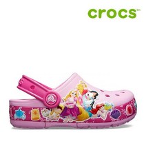 크록스 아동 샌달 39- 205496-6I2 Kids Crocs Fun Lab Multi-Princess Band Lights Clog Carnation