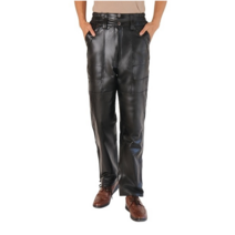 XUCA-XH 남자가죽바지 빅사이즈 양가죽 면바지 남성 추동 오토바이바지 와이드 보온 가죽 바지