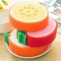 디자인 주방 발포 수세미 설거지 스펀지 세제절약 솔 과일수세미 수세미 주방수세미 설거지브러쉬 캐릭터수세미, 3과일수세미-아보카도